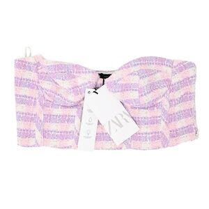 Zara NWT Pink / Purple Bustier Corset Textured Tweed Crop Top